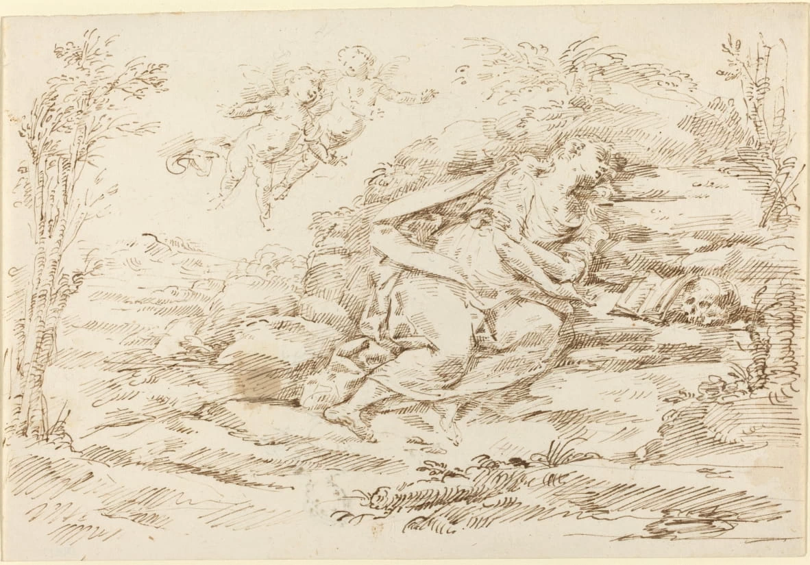 Maddalena penitente con angeli in un paesaggio - National Gallery of Art